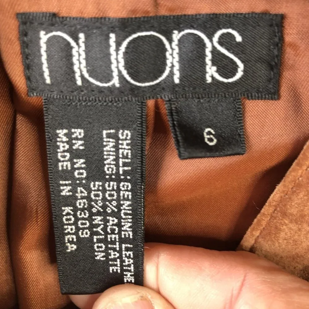 Vintage Nuons Suede Jacket Womens 6 Brown Genuine Leather Blazer - Picture 3 of 16